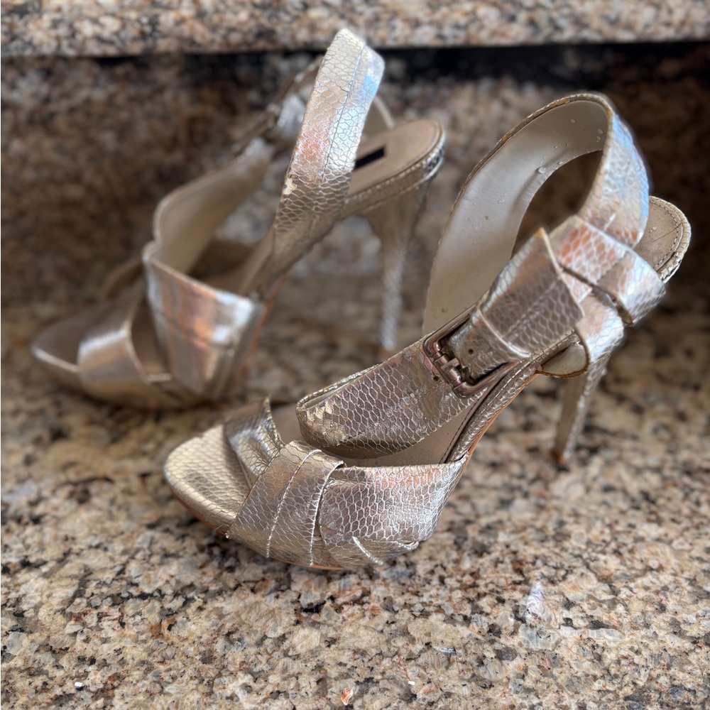 Zara Silver Strappy High Heel Sandals